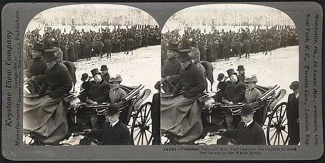 President Taft and his wife lead the inaugural parade, 1909 (Library of Congress: Prints and Photographs Division)